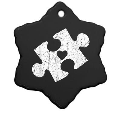 Autism Awareness Puzzle Piece Heart Autistic Ceramic Star Ornament