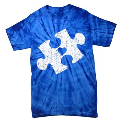 Autism Awareness Puzzle Piece Heart Autistic Tie-Dye T-Shirt