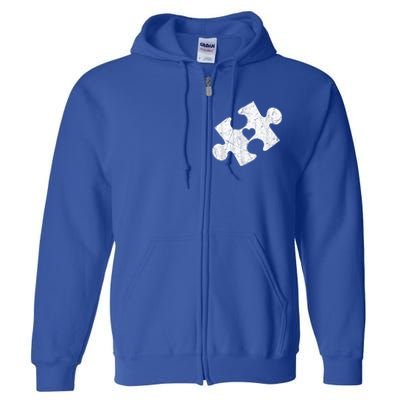 Autism Awareness Puzzle Piece Heart Autistic Full Zip Hoodie