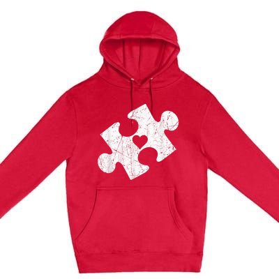 Autism Awareness Puzzle Piece Heart Autistic Premium Pullover Hoodie