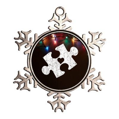 Autism Awareness Puzzle Piece Heart Autistic Metallic Star Ornament