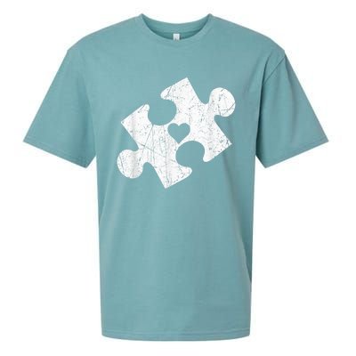 Autism Awareness Puzzle Piece Heart Autistic Sueded Cloud Jersey T-Shirt