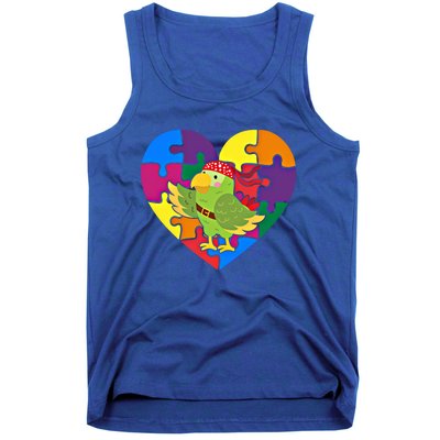 Autism Awareness Parrot Heart ValentineS Day Puzzle Piece Great Gift Tank Top