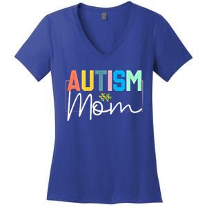 Autism Awareness Proud Autism Mom Cute Gift Women's V-Neck T-Shirt