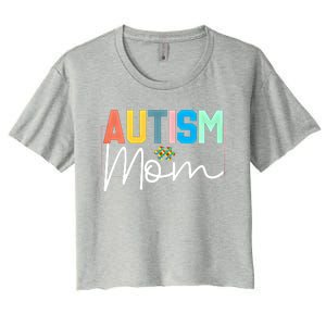 Autism Awareness Proud Autism Mom Cute Gift Women's Crop Top Tee