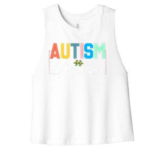 Autism Awareness Proud Autism Mom Cute Gift Women's Racerback Cropped Tank