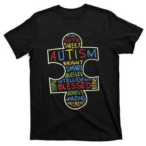 Autism Awareness Puzzle Piece Words Autistic Support T-Shirt