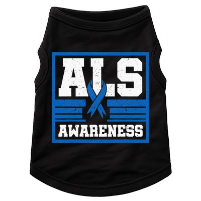 ALS Awareness Patient Support Blue Ribbon Recovery Doggie Tank