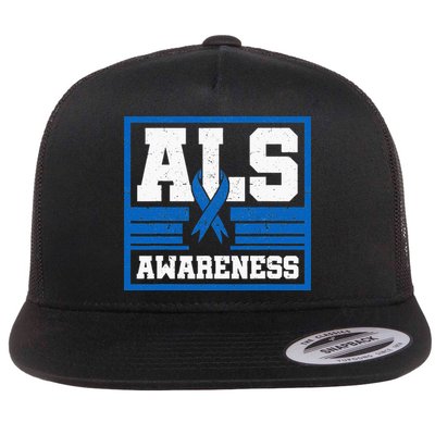 ALS Awareness Patient Support Blue Ribbon Recovery Flatbill Hat
