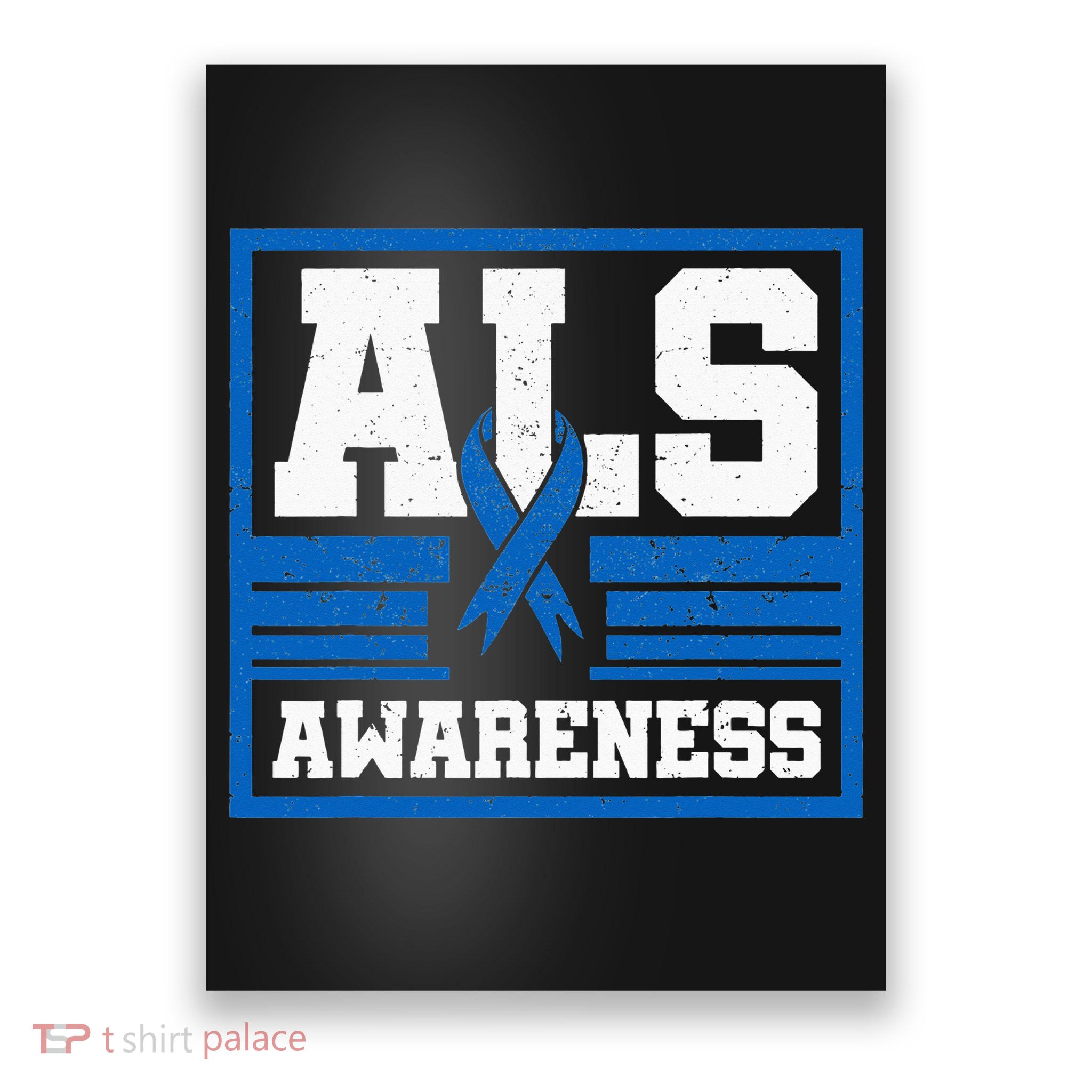 ALS Awareness Patient Support Blue Ribbon Recovery Poster
