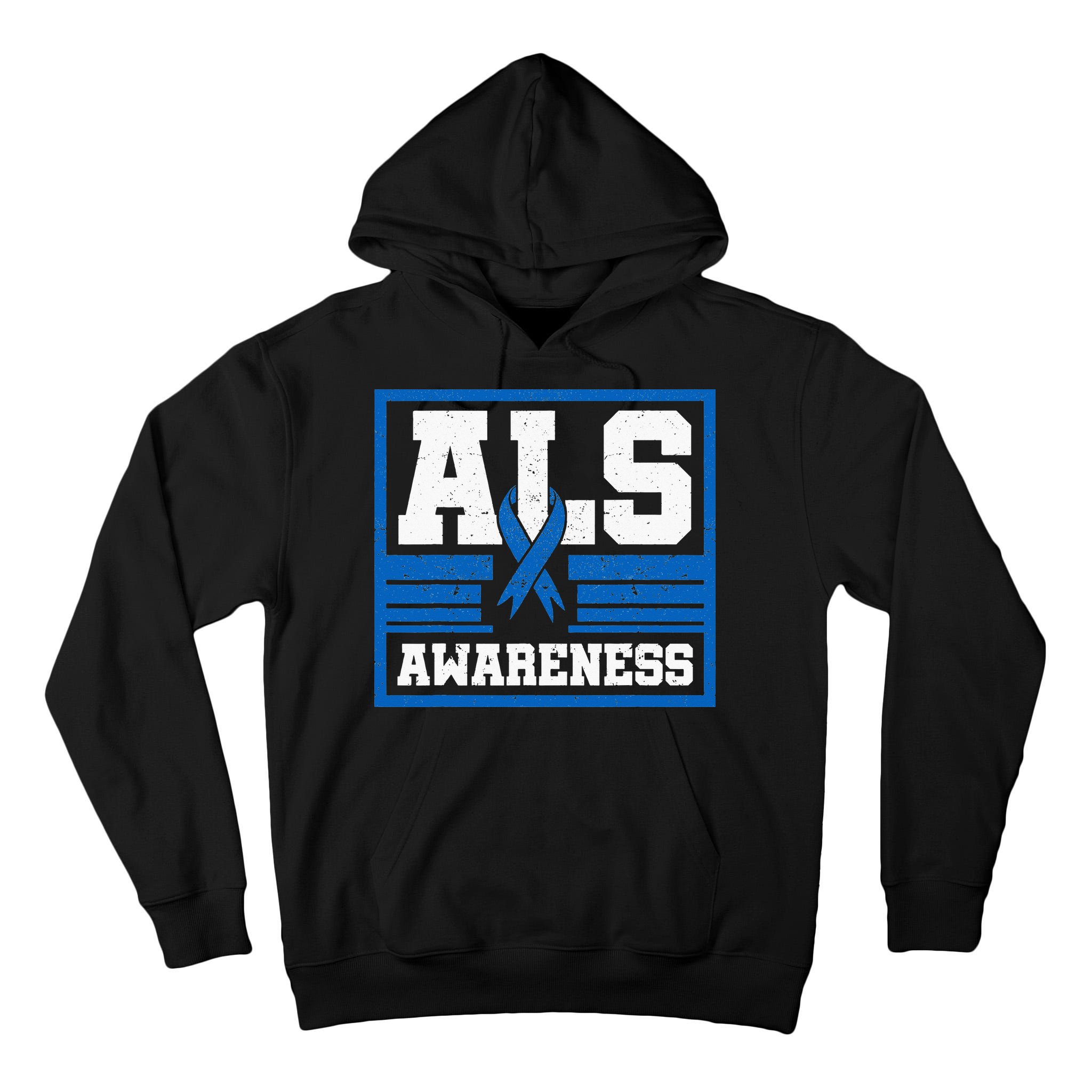 ALS Awareness Patient Support Blue Ribbon Recovery Tall Hoodie