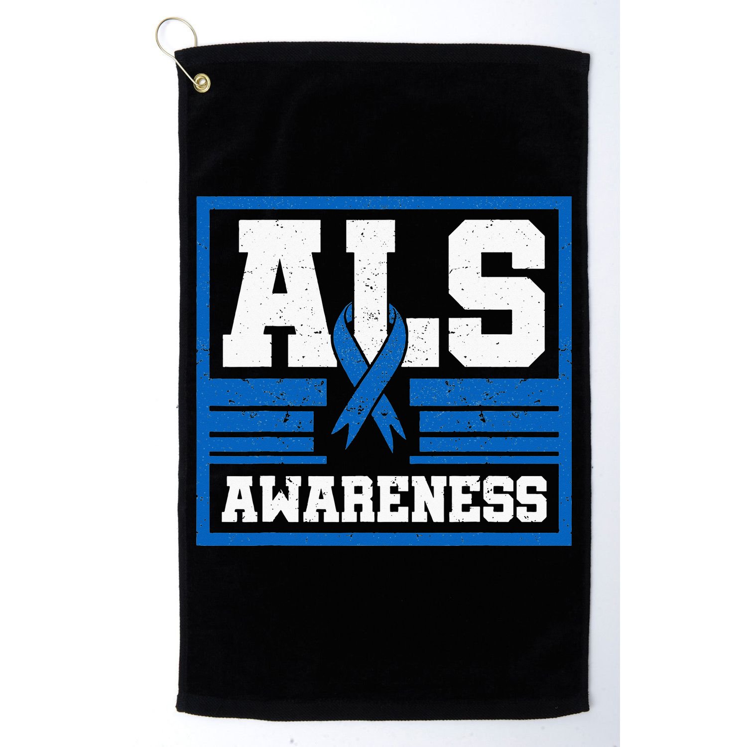 ALS Awareness Patient Support Blue Ribbon Recovery Golf Towel