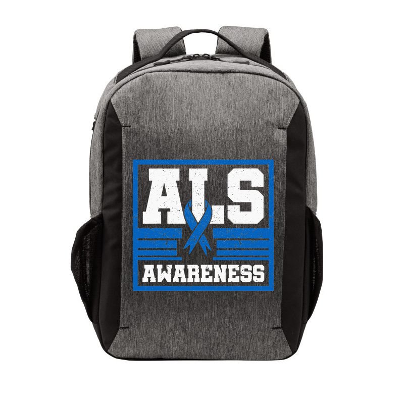 ALS Awareness Patient Support Blue Ribbon Recovery Vector Backpack