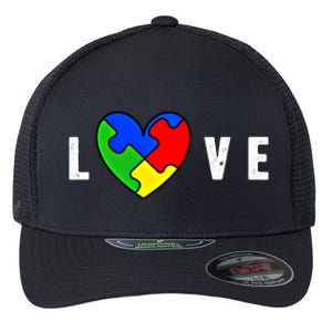 Autism Awareness Puzzle Pieces Heart Love Autism Cute Gift Flexfit Unipanel Trucker Cap