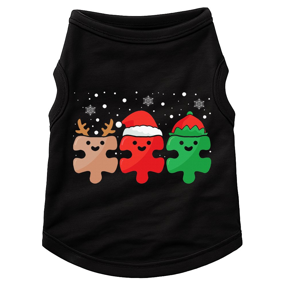 Autism Awareness Puzzle Christmas Autistic Xmas Pajama Doggie Tank