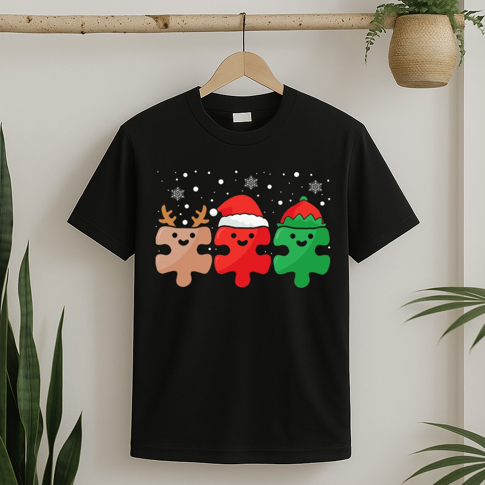 Autism Awareness Puzzle Christmas Autistic Xmas Pajama T-Shirt