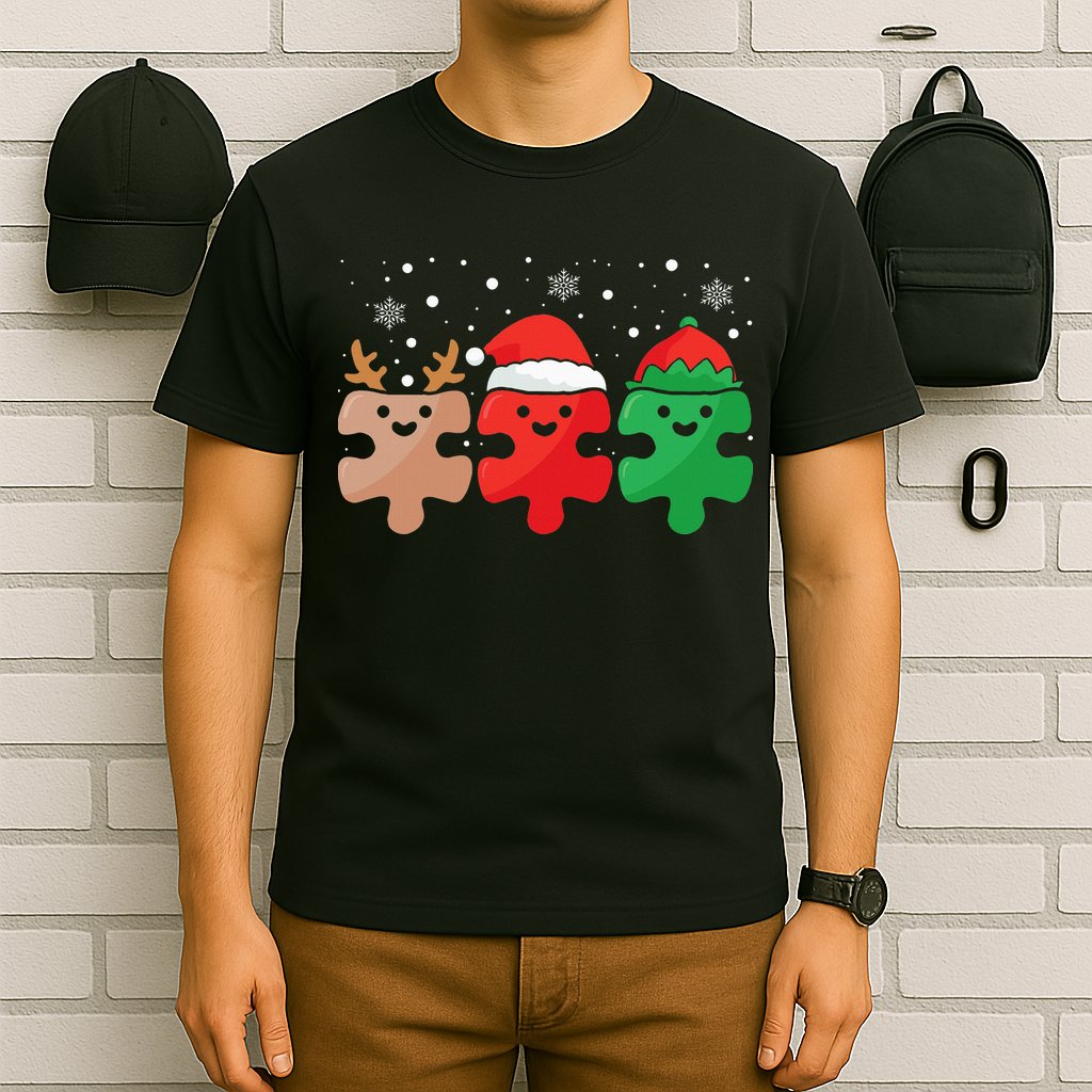 Autism Awareness Puzzle Christmas Autistic Xmas Pajama T-Shirt