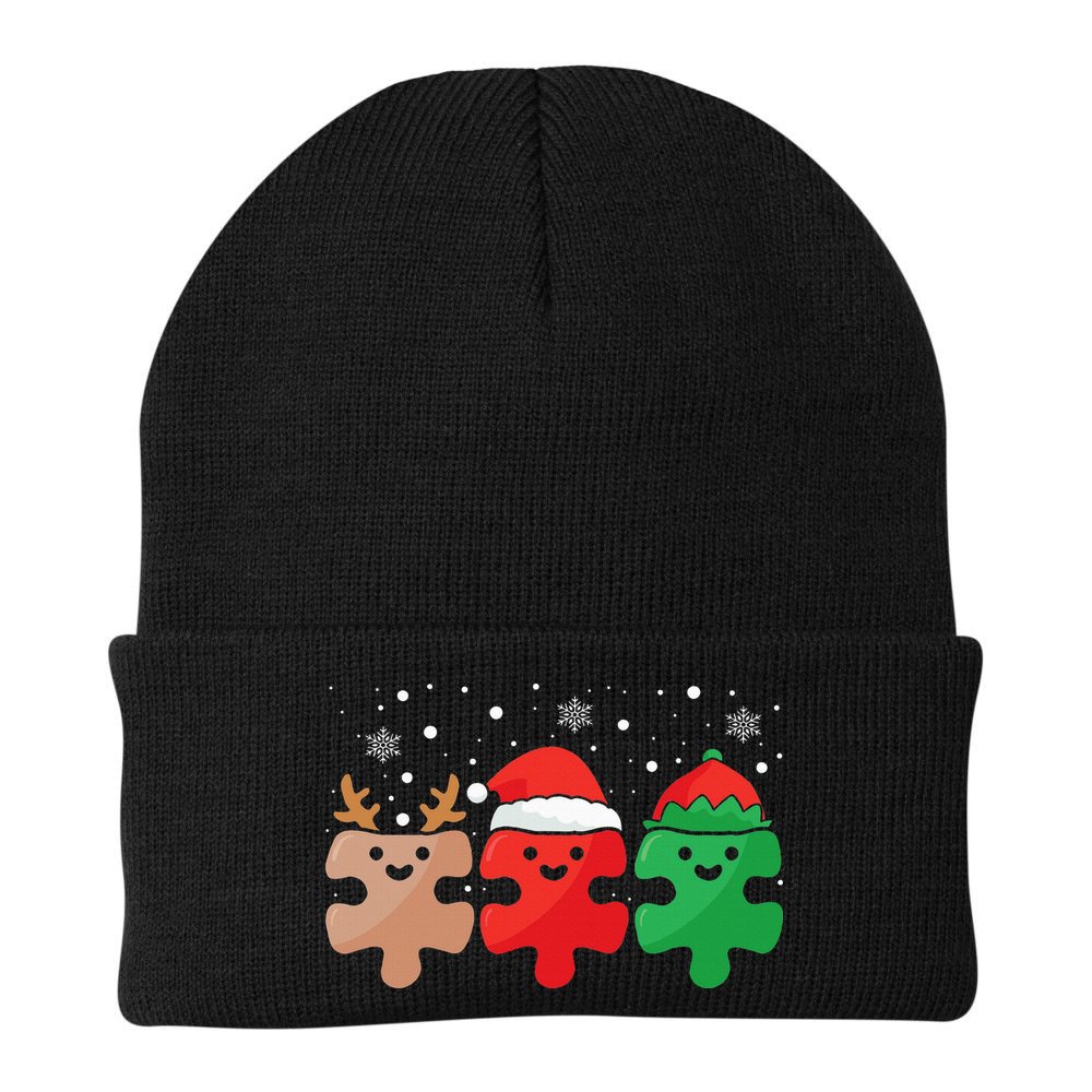 Autism Awareness Puzzle Christmas Autistic Xmas Pajama Beanie