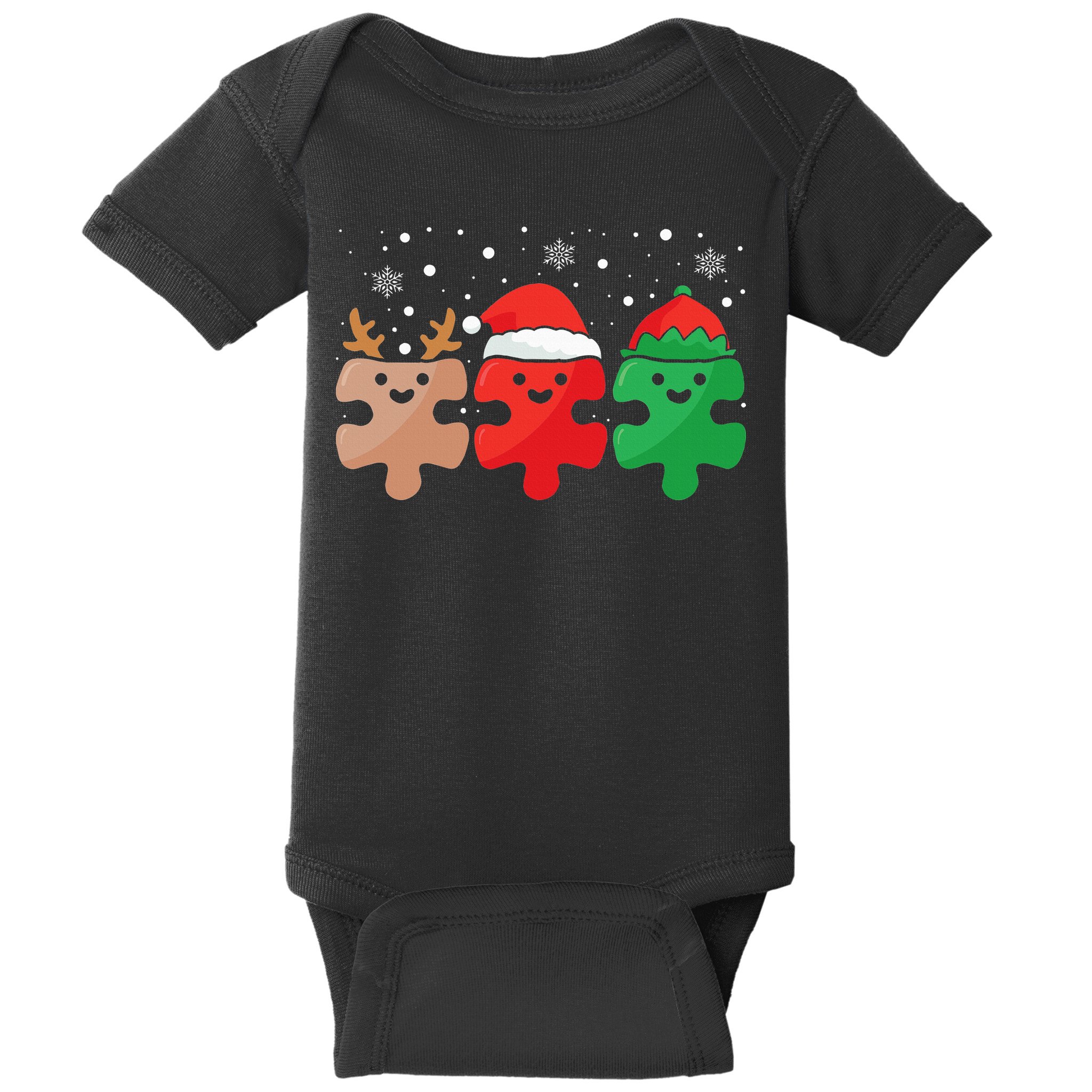 Autism Awareness Puzzle Christmas Autistic Xmas Pajama Baby Bodysuit