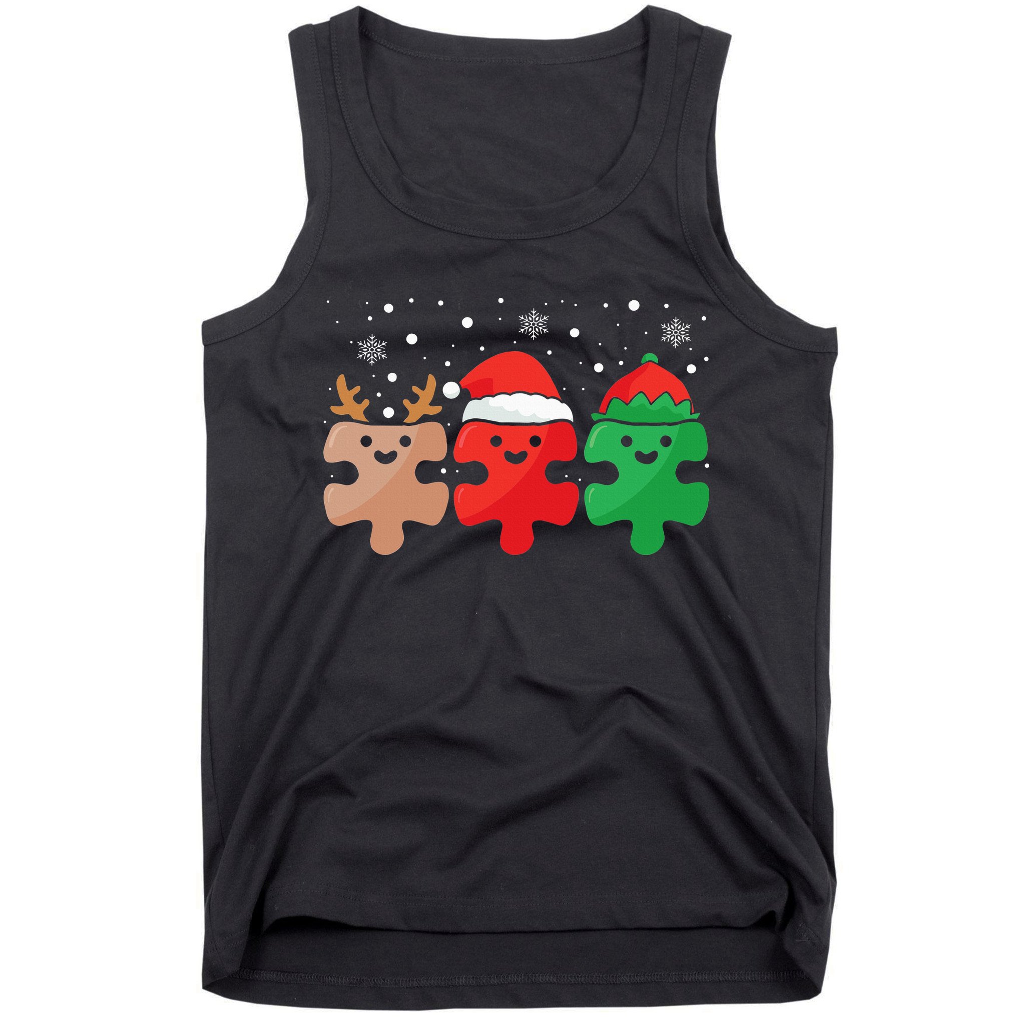 Autism Awareness Puzzle Christmas Autistic Xmas Pajama Tank Top