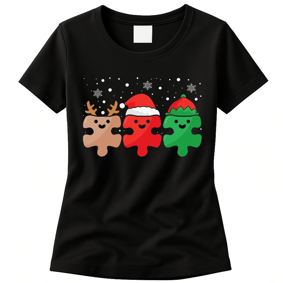 Autism Awareness Puzzle Christmas Autistic Xmas Pajama Womens T-Shirt