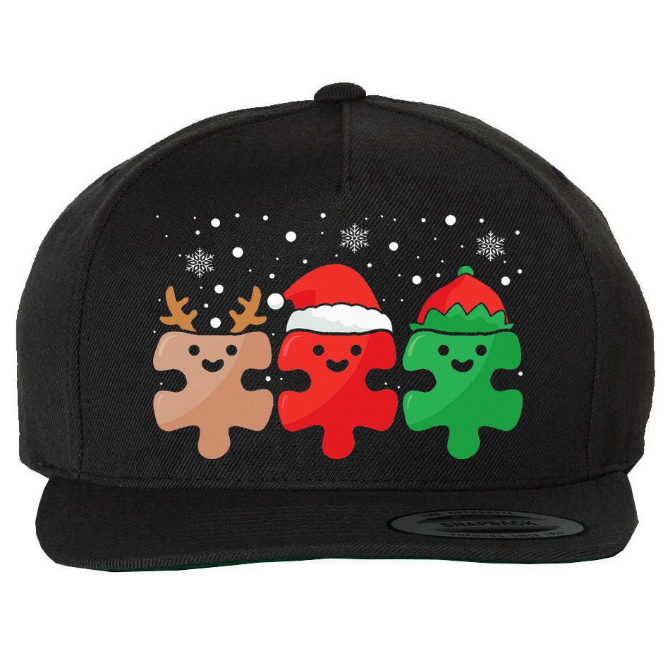 Autism Awareness Puzzle Christmas Autistic Xmas Pajama Wool Snapback Cap