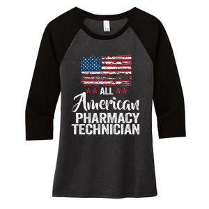 All American Pharmacy Technician 4th Of July Family Matching Women's Tri-Blend 3/4-Sleeve Raglan Shirt