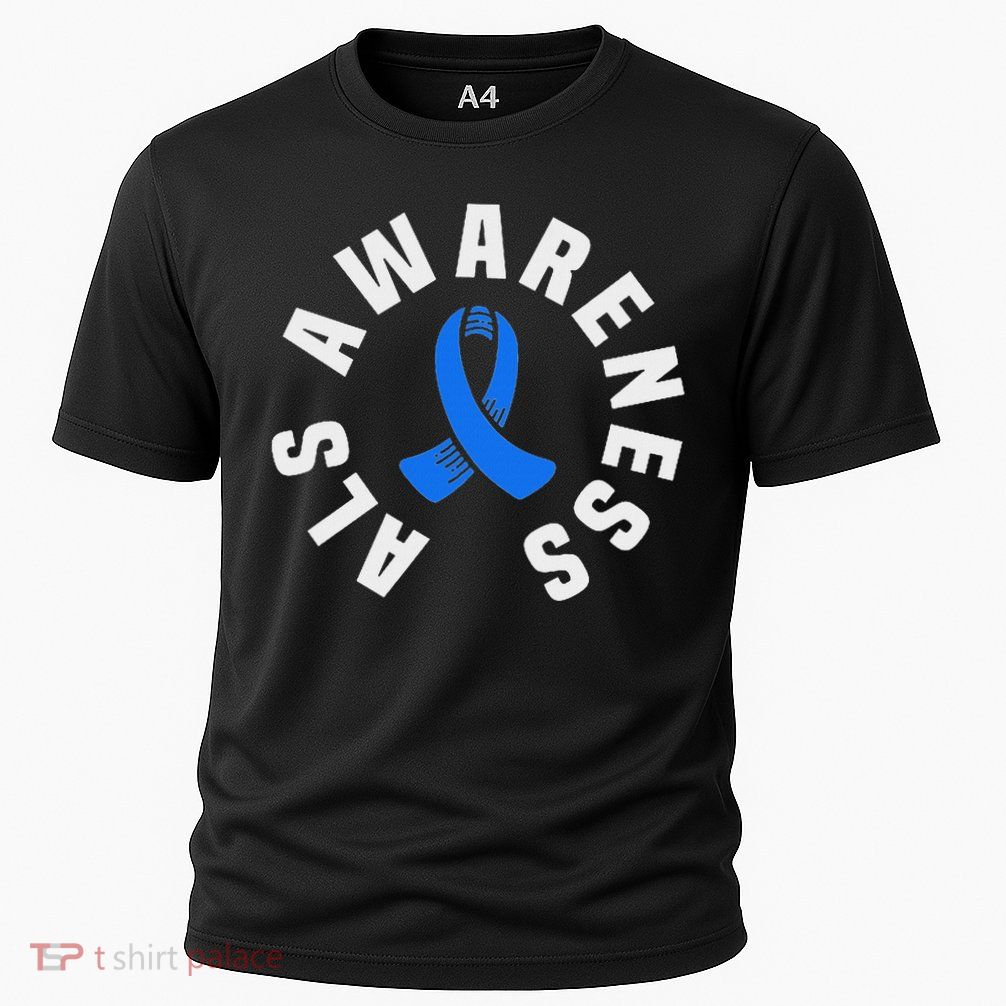 Als Awareness Pocket Wear Blue Ribbon Als Disease Support Cooling Performance Crew T-Shirt