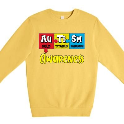 Autism Awareness Puzzle Chemical Elet Periodic Table Cool Gift Premium Crewneck Sweatshirt