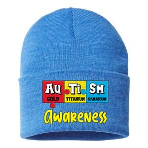 Autism Awareness Puzzle Chemical Elet Periodic Table Cool Gift Sustainable Knit Beanie