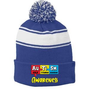 Autism Awareness Puzzle Chemical Elet Periodic Table Cool Gift Stripe Pom Pom Beanie