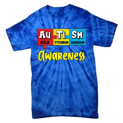 Autism Awareness Puzzle Chemical Elet Periodic Table Cool Gift Tie-Dye T-Shirt