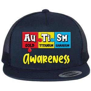 Autism Awareness Puzzle Chemical Elet Periodic Table Cool Gift Flat Bill Trucker Hat