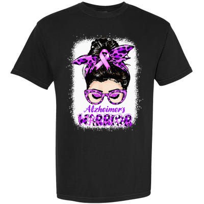 Alzheimers Awareness Purple Alzheimers Warrior Messy Bun Garment-Dyed Heavyweight T-Shirt