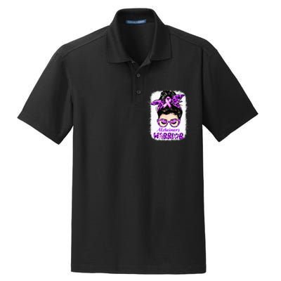 Alzheimers Awareness Purple Alzheimers Warrior Messy Bun Dry Zone Grid Polo