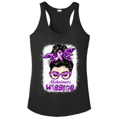 Alzheimers Awareness Purple Alzheimers Warrior Messy Bun Ladies PosiCharge Competitor Racerback Tank