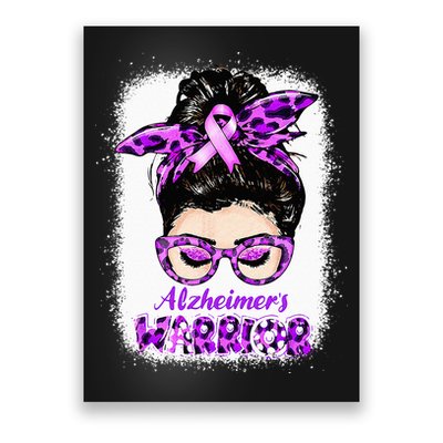 Alzheimers Awareness Purple Alzheimers Warrior Messy Bun Poster