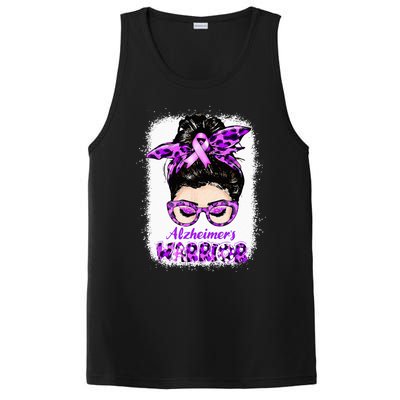 Alzheimers Awareness Purple Alzheimers Warrior Messy Bun PosiCharge Competitor Tank