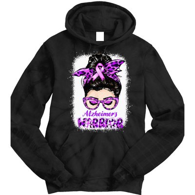 Alzheimers Awareness Purple Alzheimers Warrior Messy Bun Tie Dye Hoodie
