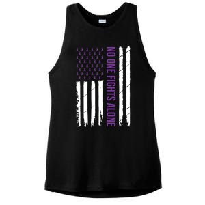 Alzheimers Awareness Purple Ribbon Dementia Mom Dad Grandpa Ladies PosiCharge Tri-Blend Wicking Tank