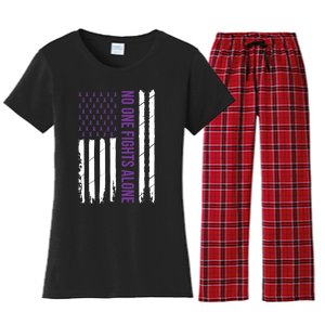 Alzheimers Awareness Purple Ribbon Dementia Mom Dad Grandpa Women's Flannel Pajama Set