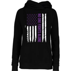 Alzheimers Awareness Purple Ribbon Dementia Mom Dad Grandpa Womens Funnel Neck Pullover Hood