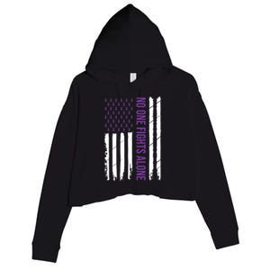 Alzheimers Awareness Purple Ribbon Dementia Mom Dad Grandpa Crop Fleece Hoodie