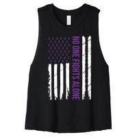 Alzheimers Awareness Purple Ribbon Dementia Mom Dad Grandpa Women's Racerback Cropped Tank