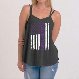 Alzheimers Awareness Purple Ribbon Dementia Mom Dad Grandpa Women's Strappy Tank