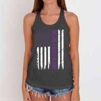 Alzheimers Awareness Purple Ribbon Dementia Mom Dad Grandpa Women's Knotted Racerback Tank