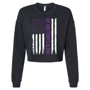 Alzheimers Awareness Purple Ribbon Dementia Mom Dad Grandpa Cropped Pullover Crew