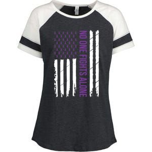 Alzheimers Awareness Purple Ribbon Dementia Mom Dad Grandpa Enza Ladies Jersey Colorblock Tee