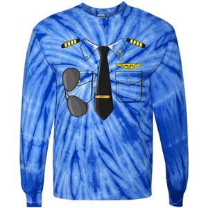 Airplane Airline Pilot Costume Dress Up HALLOWEEN Tie-Dye Long Sleeve Shirt