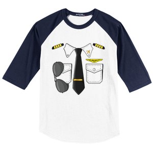 Airplane Airline Pilot Costume Dress Up HALLOWEEN Baseball Sleeve Shirt